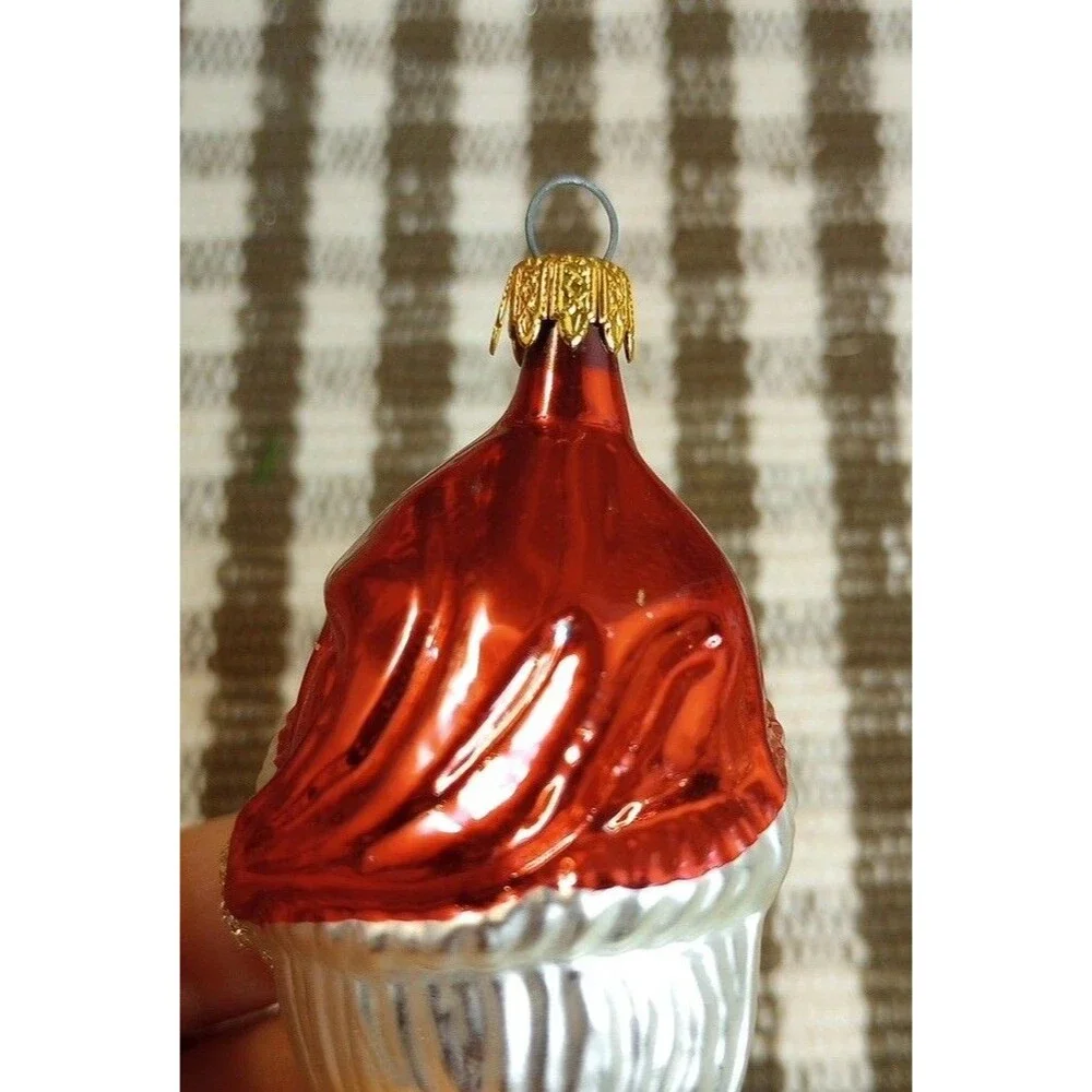 Vintage Blown Glass Santa Face Christmas Ornament Holiday Decor Columbia